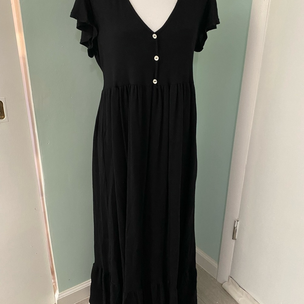 Black Ruffle Sleeve Dress